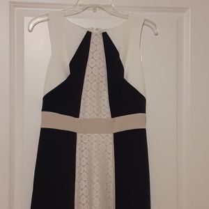 Established 1962 black white and beige dress